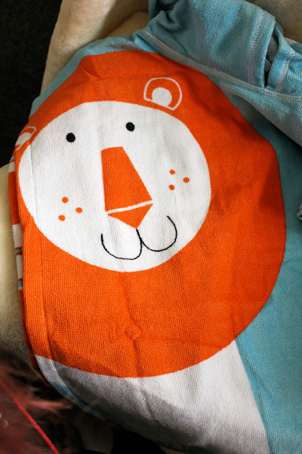 Noah's Ark Hooded Towel Poncho Lion