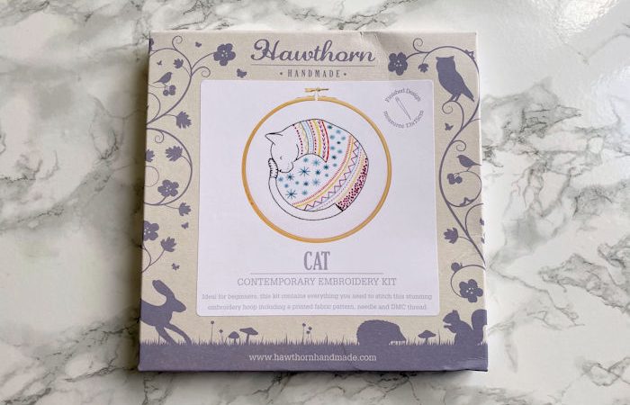 Hawthorn Handmade Cat Contemporary Embroidery Kit front of box
