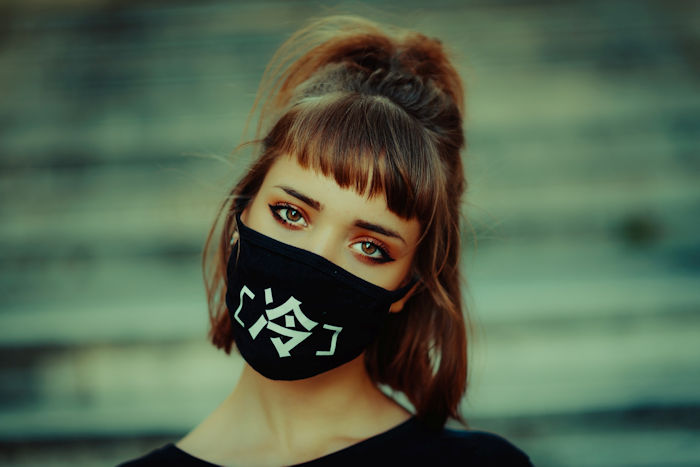 Woman wearing a fashion face mask