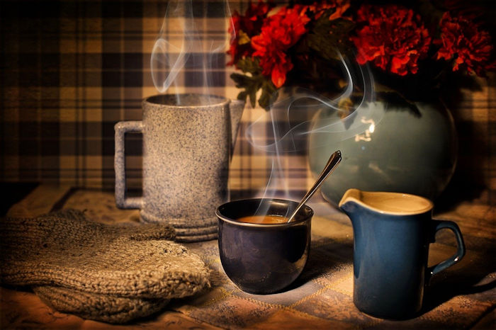 Winter ready coffee warm poinsetta