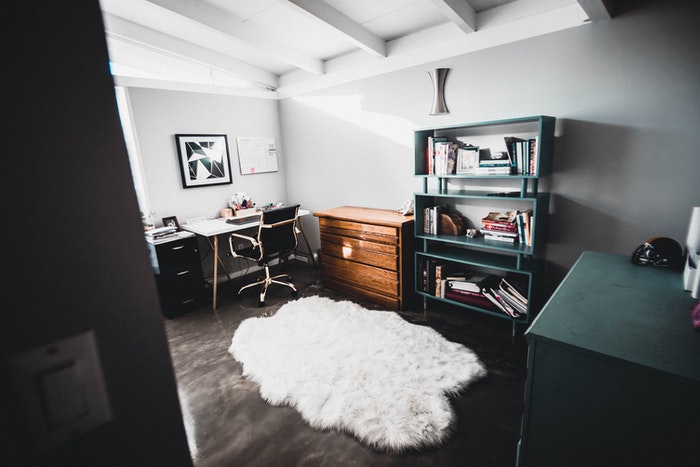 home office white rug
